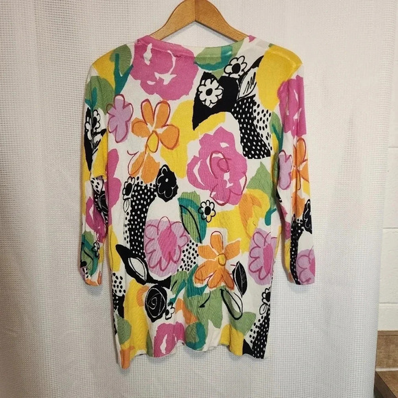 CYRUS Sweater Womens Bright Multicolor Floral Lightweight Summer Cardigan XL - Picture 3 of 9